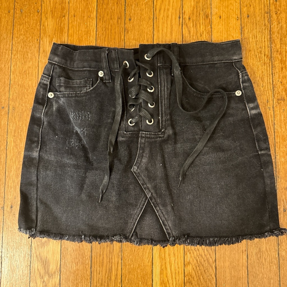 Forever 21 Black Lace-Up Mini Skirt